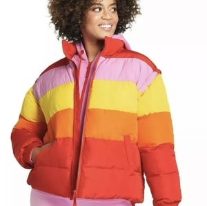 Women's Color Block Puffer Coat LEGO Collection x Target Red/Yellow/Orange/Pink